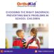 Right bag pack for children, preventing back pain